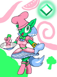 Size: 960x1280 | Tagged: safe, artist:dashingjack, oc, oc:northern haste, species:anthro, species:unguligrade anthro, anime, bow tie, chef's hat, clothing, crossdressing, femboy, hat, magical girl outfit, male, mittens, mouse, socks, wig