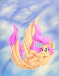 Size: 1024x1304 | Tagged: safe, artist:stratodraw, character:fluttershy, species:pegasus, species:pony, falling, female, mare, solo, this will end in butterflies