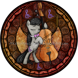 Size: 1024x1024 | Tagged: safe, artist:akili-amethyst, character:octavia melody, species:earth pony, species:pony, cello, deviantart watermark, dive to the heart, female, mare, music notes, musical instrument, obtrusive watermark, solo, watermark