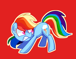 Size: 1648x1270 | Tagged: safe, artist:andromedasparkz, character:rainbow dash, species:earth pony, species:pony, female, mare, race swap, scared, simple background, solo