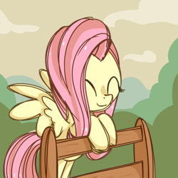 Size: 2000x2000 | Tagged: safe, artist:andromedasparkz, character:fluttershy, species:pegasus, species:pony, bipedal, bipedal leaning, cute, eyes closed, female, happy, leaning, mare, shyabetes, solo