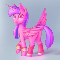 Size: 1024x1024 | Tagged: safe, artist:stratodraw, character:twilight sparkle, character:twilight sparkle (alicorn), species:alicorn, species:pony, cute, female, gray background, leg warmers, looking at you, looking back, looking back at you, simple background, solo, twiabetes