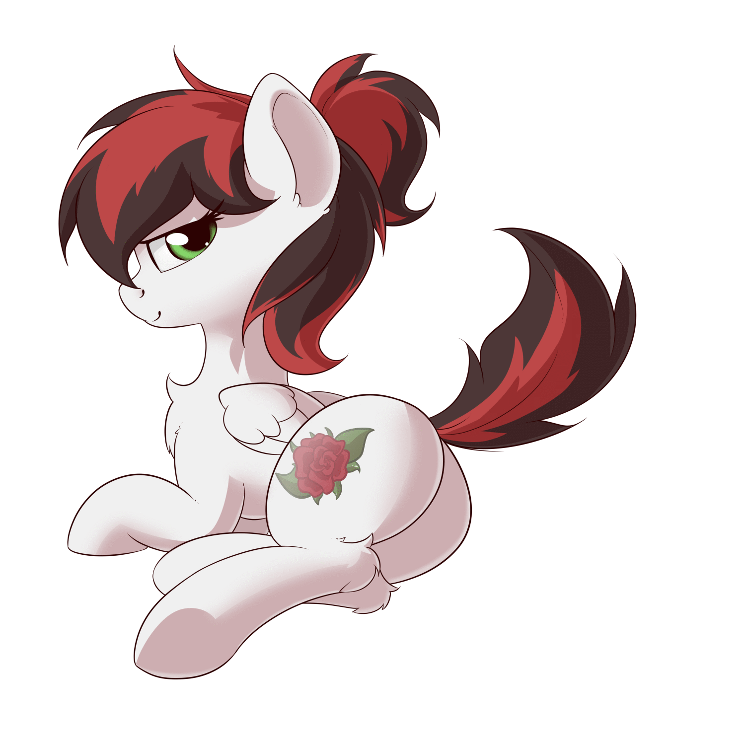 Size: 1500x1500 | Tagged: safe, artist:anti1mozg, oc, oc only, oc:siren, species:pegasus, species:pony, animated, blinking, butt, female, gif, looking back, mare, on side, plot, simple background, smiling, solo, tail wag, white background
