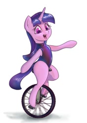 Size: 751x1064 | Tagged: safe, artist:stratodraw, character:twilight sparkle, character:twilight sparkle (unicorn), species:pony, species:unicorn, clothing, female, leotard, mare, simple background, unicycle, white background