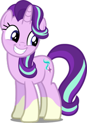Size: 608x861 | Tagged: safe, artist:davidsfire, edit, editor:slayerbvc, character:starlight glimmer, species:pony, species:unicorn, cute, female, glim glam, glimmerbetes, grin, mare, ponies wearing sunburst's socks, simple background, smiling, socks (coat marking), solo, transparent background, vector, vector edit