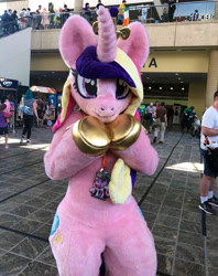 Size: 962x1212 | Tagged: safe, artist:qtpony, character:princess cadance, species:human, bronycon, clothing, cosplay, costume, fursuit, irl, irl human, photo, solo