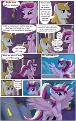 Size: 1950x3102 | Tagged: safe, artist:greenbrothersart, character:prince blueblood, character:princess cadance, species:alicorn, species:pony, species:unicorn, comic:love is magic, balcony, comic, crying, duo, female, flying, male, night, teen princess cadance, teenager