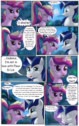 Size: 1950x3102 | Tagged: safe, artist:greenbrothersart, character:princess cadance, character:shining armor, species:alicorn, species:pony, species:unicorn, comic:love is magic, comic, crying, eye contact, female, floppy ears, full moon, looking at each other, male, mare in the moon, moon, night, teen princess cadance, teenager