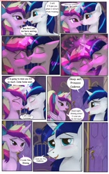 Size: 1950x3102 | Tagged: safe, artist:greenbrothersart, character:princess cadance, character:shining armor, species:alicorn, species:pony, species:unicorn, comic:love is magic, comic, crying, female, kissing, male, night, teen princess cadance, teenager