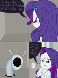Size: 2048x2732 | Tagged: safe, artist:justsomepainter11, character:rarity, comic:rarity's rest problem, my little pony:equestria girls, clothing, comic, dialogue, female, pipe (plumbing), solo