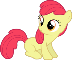 Size: 6397x5370 | Tagged: safe, artist:thatguy1945, edit, editor:slayerbvc, character:apple bloom, species:earth pony, species:pony, accessory-less edit, female, filly, looking back, missing accessory, simple background, solo, transparent background, vector, vector edit