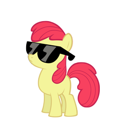 Size: 5000x5000 | Tagged: safe, artist:austiniousi, edit, editor:slayerbvc, character:apple bloom, species:earth pony, species:pony, accessory-less edit, female, filly, missing accessory, simple background, solo, sunglasses, transparent background, vector, vector edit