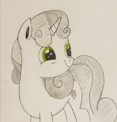 Size: 874x914 | Tagged: safe, artist:polar_storm, character:sweetie belle, species:pony, species:unicorn, female, filly, mare, simple background, sketch, solo, traditional art, white background