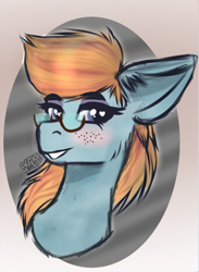 Size: 579x790 | Tagged: safe, artist:almond evergrow, oc, species:earth pony, species:pony, female, glasses, headphones, mare, solo, subwave