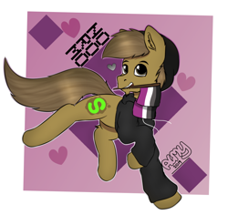 Size: 836x790 | Tagged: safe, artist:almond evergrow, oc, oc:almond evergrow, species:earth pony, species:pony, aromantic, asexual, asexual awarness week, asexuality, demisexual pride flag, male, no romo, pride, solo, stallion