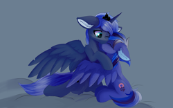 Size: 1920x1200 | Tagged: safe, artist:lunar froxy, character:princess luna, oc, oc:night shadow, species:alicorn, species:pegasus, species:pony, canon x oc, female, hug, male, mare, size difference, stallion, winghug