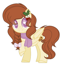 Size: 1104x1120 | Tagged: safe, artist:browniepawyt, artist:nocturnal-moonlight, base used, oc, oc only, oc:brownie paw, species:pegasus, species:pony, bow, braid, clothing, female, hair bow, looking at you, mare, scarf, simple background, solo, transparent background