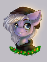 Size: 711x924 | Tagged: safe, artist:falafeljake, oc, oc:eventide, species:pegasus, species:pony, christmas, clothing, ear piercing, earring, holiday, hoodie, jewelry, male, piercing, solo, ych result