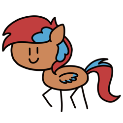Size: 777x777 | Tagged: safe, artist:redquoz, oc, oc:allegra mazarine, species:pony, female, mare, nutshell stick ponies, pegasus oc, simple background, smiling, solo, stick pony, transparent background, two toned mane, two toned wings, wings