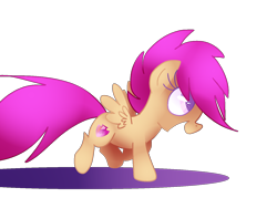 Size: 1400x1000 | Tagged: safe, artist:andromedasparkz, character:scootaloo, species:pegasus, species:pony, colored pupils, cute, cutealoo, female, filly, open mouth, profile, simple background, solo, transparent background