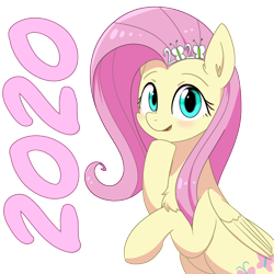 Size: 3000x3000 | Tagged: safe, artist:yinglongfujun, character:fluttershy, species:pegasus, species:pony, 2020, chest fluff, female, new year, simple background, solo, transparent background
