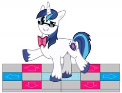 Size: 1280x972 | Tagged: safe, artist:disneymarvel96, edit, character:shining armor, species:pony, species:unicorn, bow tie, dance dance revolution, dancing, hoof in air, legs in air, simple background, smiling, smirk, sunglasses, vector, vector edit, white background