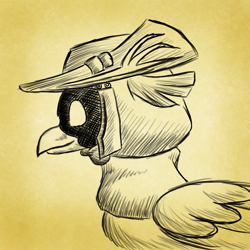 Size: 750x750 | Tagged: safe, artist:rockhoppr3, oc, species:classical hippogriff, species:hippogriff, avatar, clothing, hat, hood, monochrome, solo, tricorne