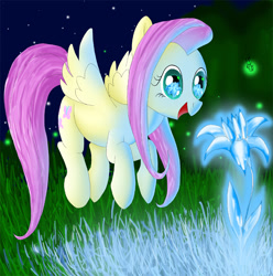 Size: 760x765 | Tagged: safe, artist:zigword, character:fluttershy, species:pegasus, species:pony, amazed, eyes on the prize, female, night, poison joke, solo