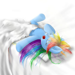 Size: 666x666 | Tagged: safe, artist:zigword, character:rainbow dash, species:pegasus, species:pony, bed, bed mane, blanket, drool, eyes closed, female, messy mane, open mouth, pillow, sleeping, snoring, solo