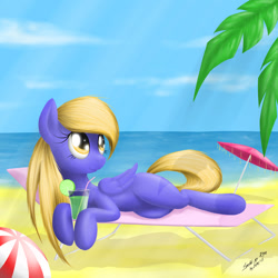 Size: 1466x1466 | Tagged: safe, artist:zigword, oc, oc only, species:pegasus, species:pony, beach, cocktail, lounge, solo