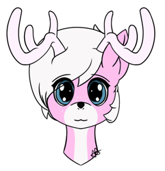 Size: 676x702 | Tagged: safe, artist:mranthony2, oc, oc:brevis, species:deer, antlers, bust, catface, cute, looking at you, original species, portrait, simple background, solo