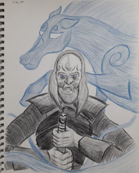 Size: 2202x2724 | Tagged: safe, artist:rockhoppr3, species:human, crossover, game of thrones, sword, traditional art, weapon, white walker, windigo