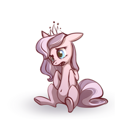 Size: 507x507 | Tagged: safe, artist:28gooddays, character:diamond tiara, species:earth pony, species:pony, confused, female, filly, missing cutie mark, open mouth, simple background, sitting, solo, white background