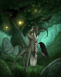 Size: 1200x1500 | Tagged: safe, artist:asimos, oc, oc only, species:deer, celtic, forest, solo, tree