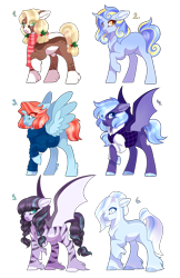 Size: 4508x6960 | Tagged: safe, artist:gigason, oc, oc only, species:bat pony, species:earth pony, species:pegasus, species:pony, species:unicorn, species:zony, absurd resolution, clothing, female, hybrid, mare, scarf, shirt, simple background, sweater, transparent background, vest
