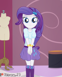Size: 2461x3075 | Tagged: safe, artist:tabrony23, character:rarity, my little pony:equestria girls, boots, clothing, comic, cute, female, holiday, looking at you, patreon, patreon logo, shoes, smiling, solo, valentine's day