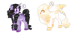 Size: 2700x1272 | Tagged: safe, artist:gigason, oc, oc only, oc:amethyst hollow, oc:solitaire, species:pegasus, species:pony, species:unicorn, cloven hooves, female, mare, simple background, transparent background