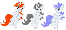 Size: 3612x1661 | Tagged: safe, artist:stabzor, oc, oc only, oc:apathia, oc:discentia, oc:karma, species:pony, species:unicorn, angry, bipedal, dancing, female, happy, high res, mare, party pony, ponified, reddit, simple background, transparent background, trio, vector