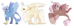 Size: 6500x2500 | Tagged: safe, artist:gigason, oc, oc only, parent:gilda, parent:pinkie pie, parent:rainbow dash, parents:gildapie, parents:gildash, species:hippogriff, female, high res, hybrid, interspecies offspring, magical lesbian spawn, offspring, simple background, tail feathers, transparent background