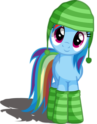 Size: 3455x4400 | Tagged: safe, artist:austiniousi, character:rainbow dash, clothing, cute, female, hat, nightcap, simple background, sleeping cap, socks, solo, stocking cap, striped socks, transparent background
