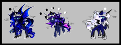Size: 2715x1021 | Tagged: safe, artist:absolitedisaster08, character:princess luna, species:alicorn, species:bat pony, species:pony, leak, bat pony alicorn, crown, female, hoof shoes, jewelry, mare, princess luna (g5), raised hoof, redesign, regalia, simple background, solo