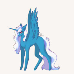 Size: 1800x1800 | Tagged: safe, artist:hyshyy, oc, oc only, oc:fleurbelle, species:alicorn, species:pony, alicorn oc, female, long legs, long tail, mare, simple background, smiling, white background, yellow eyes