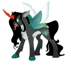 Size: 2700x2500 | Tagged: safe, artist:gigason, oc, parent:king sombra, parent:queen chrysalis, parents:chrysombra, species:changepony, cloven hooves, high res, hybrid, interspecies offspring, magic, male, offspring, simple background, solo, transparent background