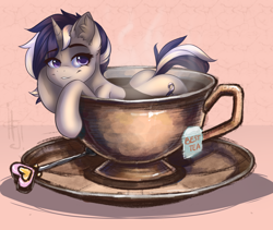 Size: 1900x1600 | Tagged: safe, artist:falafeljake, oc, oc only, species:pony, species:unicorn, cup, cup of pony, micro, solo, teacup