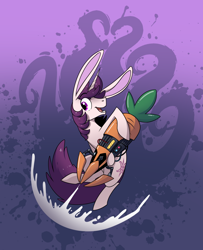 Size: 1528x1880 | Tagged: safe, artist:28gooddays, oc, oc only, oc:lapush buns, species:pony, abstract background, bunny ears, bunnycorn, carrot, food, solo