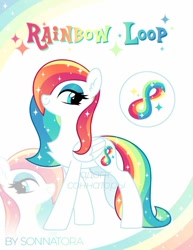 Size: 772x1001 | Tagged: safe, artist:sonnatora, oc, oc only, oc:rainbow loop, species:pegasus, species:pony, adoptable, ethereal mane, galaxy mane, multicolored hair, rainbow hair, solo, zoom layer