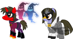 Size: 3925x2136 | Tagged: safe, artist:shadymeadow, oc, oc only, oc:dancing fan, oc:fried egg, species:pony, species:unicorn, female, ghost, male, mare, simple background, stallion, transparent background, undead