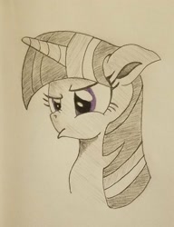 Size: 1536x2001 | Tagged: safe, artist:polar_storm, character:twilight sparkle, character:twilight sparkle (alicorn), species:alicorn, species:pony, female, mare, monochrome, neo noir, partial color, purple eyes, simple background, sketch, solo, white background
