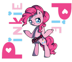 Size: 1024x885 | Tagged: safe, artist:wavecipher, character:pinkie pie, species:earth pony, species:pony, belt, bipedal, cute, cutie mark accessory, diapinkes, female, heart eyes, looking at you, mare, simple background, solo, transparent background, utility belt, wingding eyes