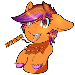 Size: 512x512 | Tagged: safe, artist:mythos art, oc, oc only, oc:clarity heart, species:pony, chest fluff, commission, digital art, disguise, disguised changeling, emoji, emote, male, simple background, solo, stallion, sticker, telegram, telegram sticker, tongue out, transparent background